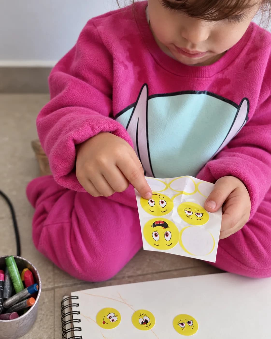 בוחרים בין מדבקות פנים צהובות בעלות הבעות שונות